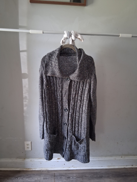 SHEIN Sweaters - SHEIN Gray Cable-Knit Button Cardigan Sweater